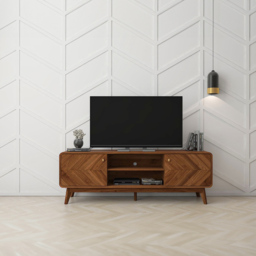 Kudl LV44 2 Door 2 Shelf Columbian Walnut TV Unit - Brown - Wilko - thumbnail 4