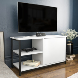 Decorotika Muskegon Single Door and 2 Open Shelf Black and White TV Unit - Size: 51 x 90 x 36cm - Multi - Wilko - thumbnail 7