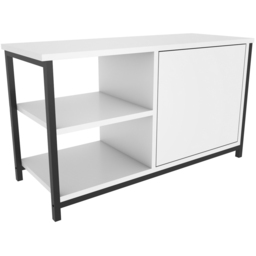 Decorotika Muskegon Single Door and 2 Open Shelf Black and White TV Unit - Size: 51 x 90 x 36cm - Multi - Wilko - thumbnail 4