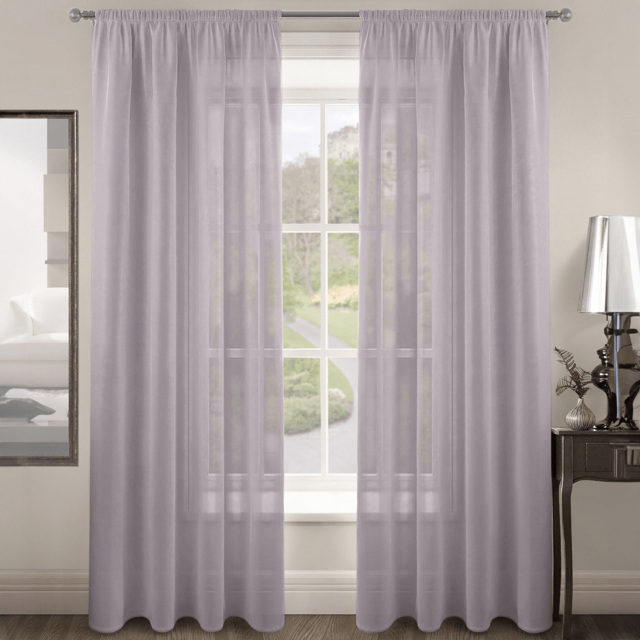 Velosso Riva Plain Mauve Slot Top Voile Panel Curtain 150 x 122cm - Size: W 150 x D 122cm - Purple - Wilko - image 1