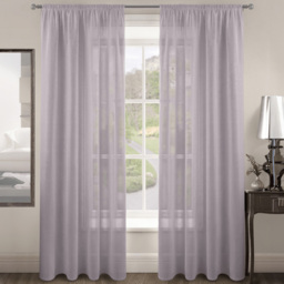 Velosso Riva Plain Mauve Slot Top Voile Panel Curtain 150 x 122cm - Size: W 150 x D 122cm - Purple - Wilko