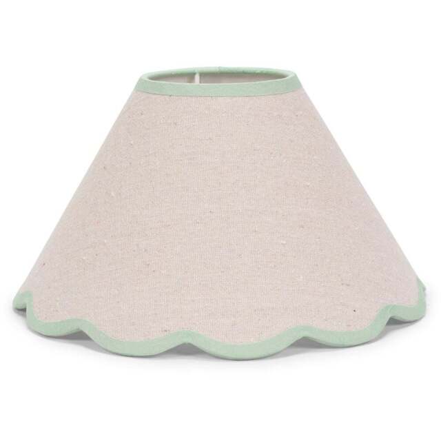 ValueLights Florie Scallop Green Trim Large Shade - Size: 22 x 41 x 41cm - Cream - Wilko - image 1