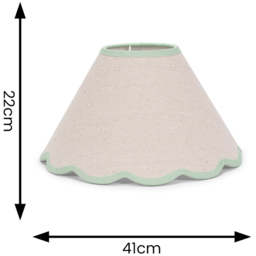 ValueLights Florie Scallop Green Trim Large Shade - Size: 22 x 41 x 41cm - Cream - Wilko - thumbnail 5