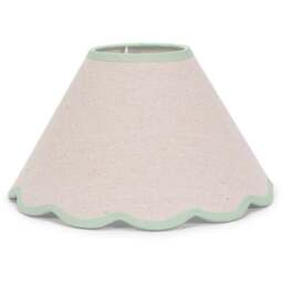 ValueLights Florie Scallop Green Trim Large Shade - Size: 22 x 41 x 41cm - Cream - Wilko