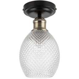 Cosylyte Auburn Matt Black Faceted Glass Flush Ceiling Light - Size: 24 x 17 x 17cm - Wilko - thumbnail 1