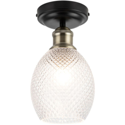 Cosylyte Auburn Matt Black Faceted Glass Flush Ceiling Light - Size: 24 x 17 x 17cm - Wilko - thumbnail 4
