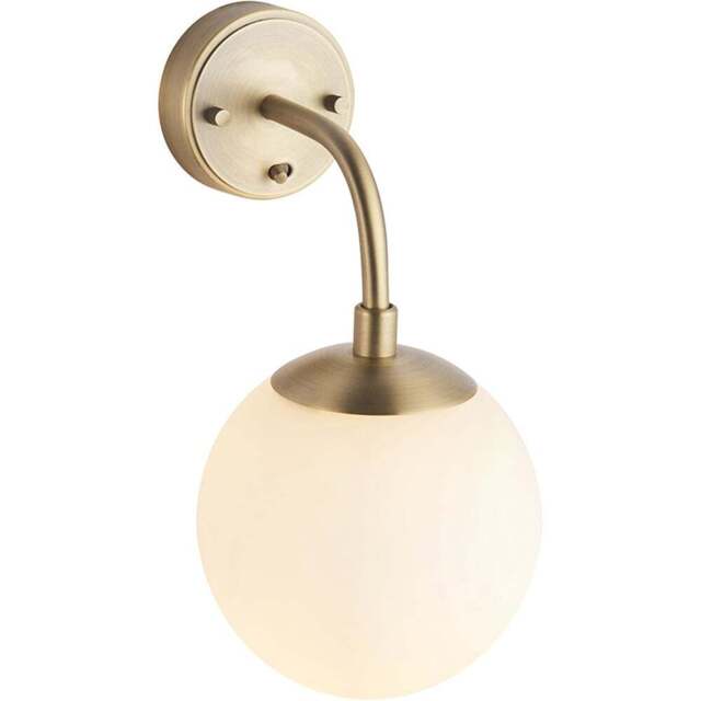 Merano Cosenza Antique Brass and Opal Glass Wall Lamp - Size: 20 x 15 x 29cm - Brown - Wilko - image 1