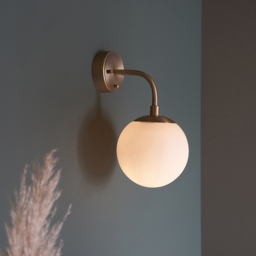 Merano Cosenza Antique Brass and Opal Glass Wall Lamp - Size: 20 x 15 x 29cm - Brown - Wilko - thumbnail 5