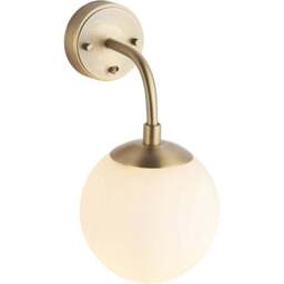 Merano Cosenza Antique Brass and Opal Glass Wall Lamp - Size: 20 x 15 x 29cm - Brown - Wilko