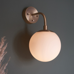 Merano Cosenza Antique Brass and Opal Glass Wall Lamp - Size: 20 x 15 x 29cm - Brown - Wilko - thumbnail 3