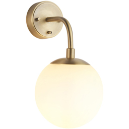 Merano Cosenza Antique Brass and Opal Glass Wall Lamp - Size: 20 x 15 x 29cm - Brown - Wilko - thumbnail 4