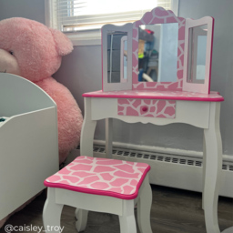 Teamson Kids Gisele Play Single Drawer Pink and White Giraffe Prints Toy Vanity Set - Size: 99.7 x 29.8 x 59.7cm - Wilko - thumbnail 6