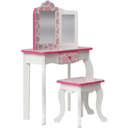 Teamson Kids Gisele Play Single Drawer Pink and White Giraffe Prints Toy Vanity Set - Size: 99.7 x 29.8 x 59.7cm - Wilko - thumbnail 4