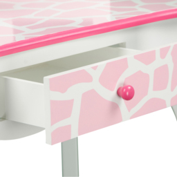 Teamson Kids Gisele Play Single Drawer Pink and White Giraffe Prints Toy Vanity Set - Size: 99.7 x 29.8 x 59.7cm - Wilko - thumbnail 5