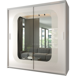 Sliding Wardrobes 4U Chelsea 2 Door White Central Curved Mirrored Wardrobe 150cm - Wilko - thumbnail 3