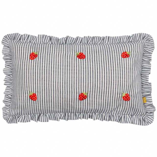 furn. Les Fleurs Pink Embroidered Ruffle Polyester Filled Cushion 30 x 50cm - Wilko - image 1