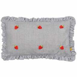 furn. Les Fleurs Pink Embroidered Ruffle Polyester Filled Cushion 30 x 50cm - Wilko