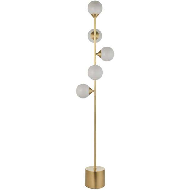 Merano Grosseto Satin Brass Plate Gloss White Glass Multi Arm Floor Lamp - Size: 31 x 31 x 151.5cm - Brown - Wilko - image 1