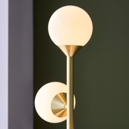Merano Grosseto Satin Brass Plate Gloss White Glass Multi Arm Floor Lamp - Size: 31 x 31 x 151.5cm - Brown - Wilko - thumbnail 6