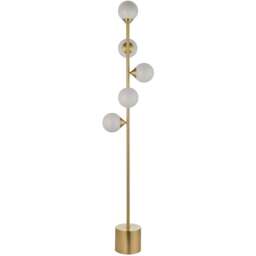 Merano Grosseto Satin Brass Plate Gloss White Glass Multi Arm Floor Lamp - Size: 31 x 31 x 151.5cm - Brown - Wilko