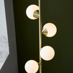 Merano Grosseto Satin Brass Plate Gloss White Glass Multi Arm Floor Lamp - Size: 31 x 31 x 151.5cm - Brown - Wilko - thumbnail 7