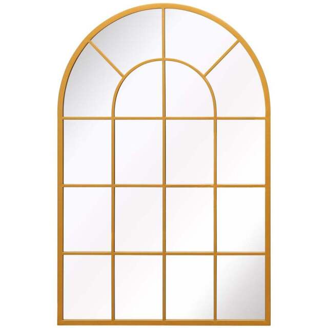 The Arcus Gold Window Metal Leaner Wall Mirror 120 x 80cm - MirrorOutlet - Wilko - image 1