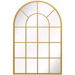 The Arcus Gold Window Metal Leaner Wall Mirror 120 x 80cm - MirrorOutlet - Wilko