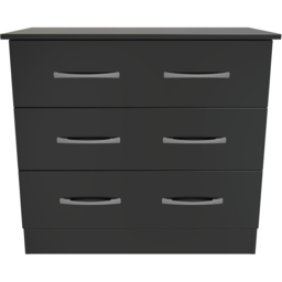 Crowndale Avon 3 Drawer Matt Black Chest of Drawers Ready Assembled - Black Matt - Wilko - thumbnail 3