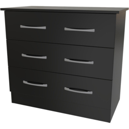 Crowndale Avon 3 Drawer Matt Black Chest of Drawers Ready Assembled - Black Matt - Wilko - thumbnail 5