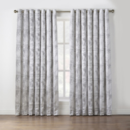 Alan Symonds Dupion Silver Fern Jacquard Ring Top Eyelet Curtains 117 x 183cm - Size: W 117 x D 183cm - Wilko - thumbnail 7
