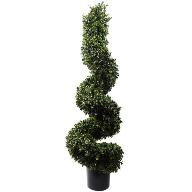 Botanik Spiral Boxwood Topiary Artificial Tree in Pot 4ft - Size: 120 x 40 x 40cm - Green - Wilko - image 1