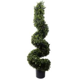 Botanik Spiral Boxwood Topiary Artificial Tree in Pot 4ft - Size: 120 x 40 x 40cm - Green - Wilko - thumbnail 1