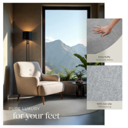 tectake Zonelle Grey Short Pile Ultra Soft Rug 120 x 120cm - Size: 1 x 40 x 60cm - Clear - Wilko - thumbnail 5