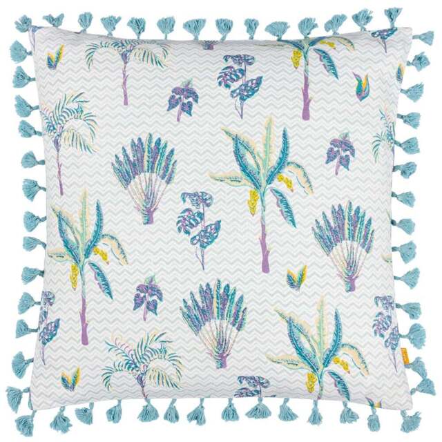 furn. Chamae Lilac Floral Tasselled Cushion - Size: 50 x 50cm - Purple - Wilko - image 1