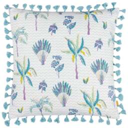 furn. Chamae Lilac Floral Tasselled Cushion - Size: 50 x 50cm - Purple - Wilko - thumbnail 1