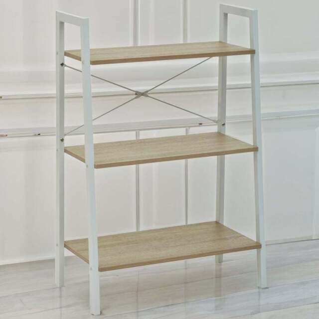 Premier Housewares Bradbury 3 Shelf Natural Oak Veneer Ladder Bookshelf - Cream - Interiors by Premier - Wilko - image 1