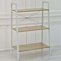 Premier Housewares Bradbury 3 Shelf Natural Oak Veneer Ladder Bookshelf - Cream - Interiors by Premier - Wilko