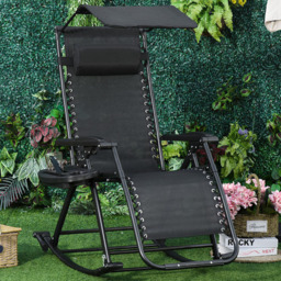 Outsunny Black Zero-Gravity Foldable Recliner Garden Rocking Chair with Canopy - Size: 1 Seater - Wilko - thumbnail 1