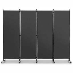 Costway 4 Panel Grey Folding Room Divider with Wheels - Size: 109 x 12 x 12cm - Wilko - thumbnail 1