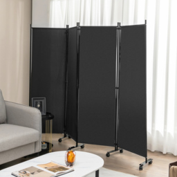 Costway 4 Panel Grey Folding Room Divider with Wheels - Size: 109 x 12 x 12cm - Wilko - thumbnail 4