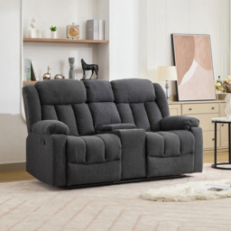 Artemis Home Lovell 2 Seater Dark Grey Boucle Manual Recliner Sofa with Centre Console - Wilko - thumbnail 5