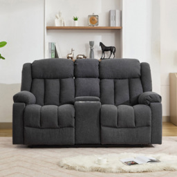 Artemis Home Lovell 2 Seater Dark Grey Boucle Manual Recliner Sofa with Centre Console - Wilko - thumbnail 3