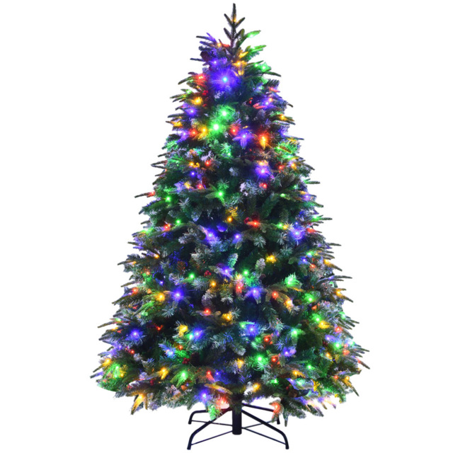 Costway Pre Lit Multicolour LED Artificial Christmas Tree 5ft - Green - Wilko - image 1
