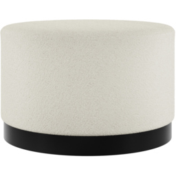 Lara Ivory Boucle and Brushed Gold Large Pouffe - Cream - LPD Home - Wilko - thumbnail 3