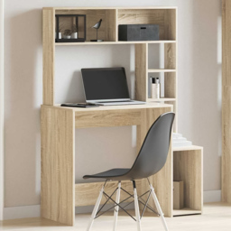vidaXL 6 Shelf Modern Desk Sonoma Oak - Size: 140 x 100 x 45cm - Brown - Wilko - thumbnail 1