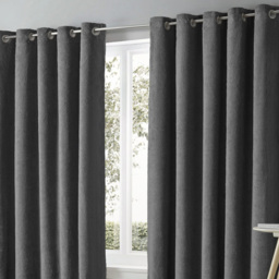Velosso Teddy Charcoal Eyelet Curtains 229 x 229cm - Size: W 229 x D 229cm - Grey - Wilko - thumbnail 4
