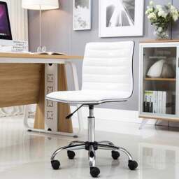 FWStyle White Faux Leather Ribbed Designer Office Chair - Size: 97 x 45 x 51cm - Wilko - thumbnail 5