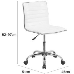 FWStyle White Faux Leather Ribbed Designer Office Chair - Size: 97 x 45 x 51cm - Wilko - thumbnail 7