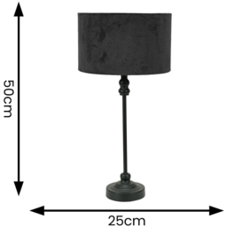 ValueLights Maggie Black Velvet Drum Shade Candlestick LED Table Lamp - Size: 50 x 25 x 25cm - Wilko - thumbnail 7