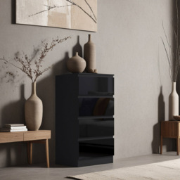 FWStyle Stora 4 Drawer Black Gloss Chest Of Drawers - Wilko - thumbnail 6